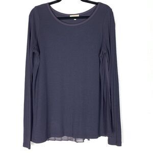 Bordeaux Navy Blue Pleated Back Blouse Top